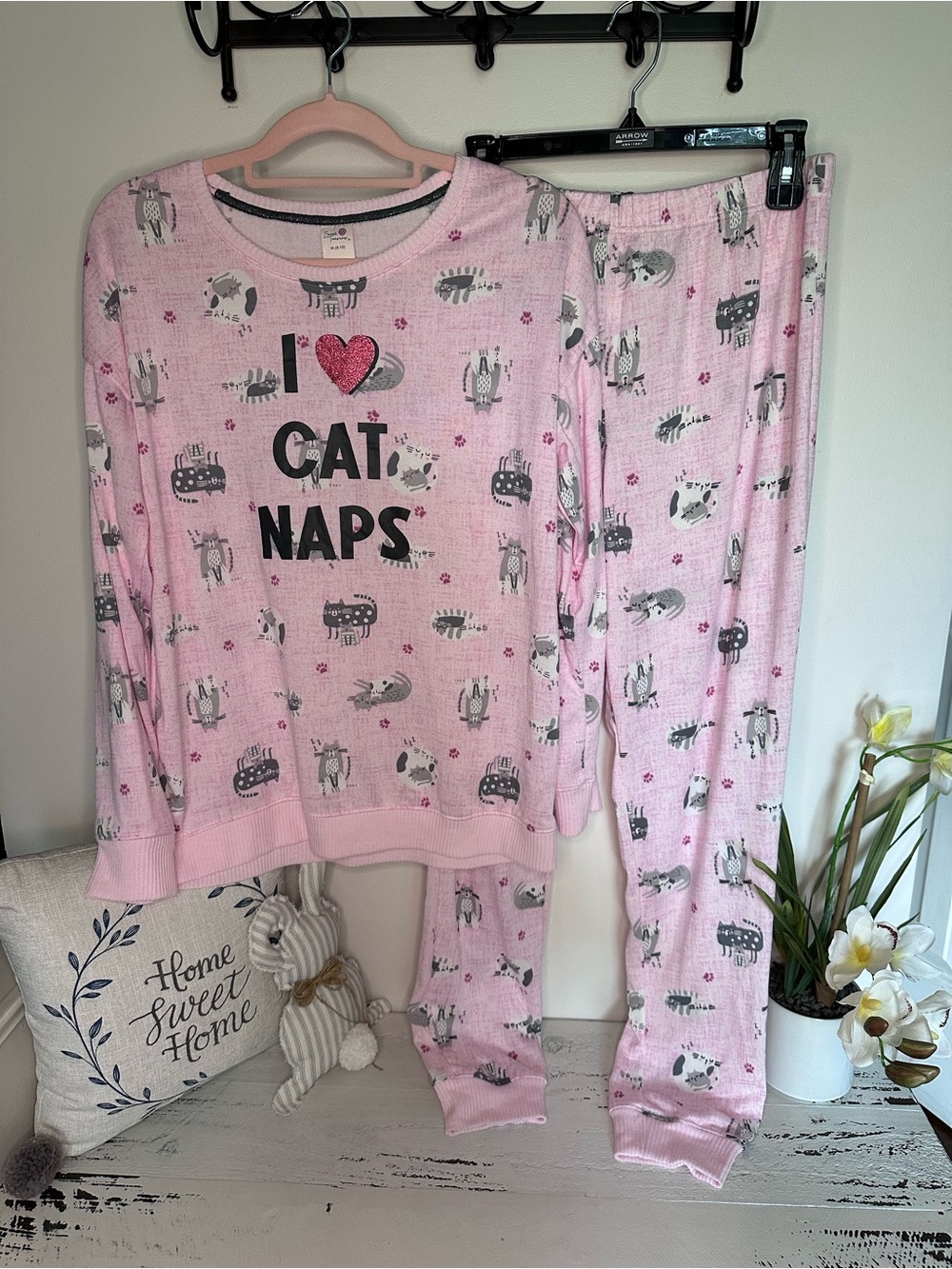 NWOT Secret Treasures Pink "I ♥ Cat Naps" Pajama Set